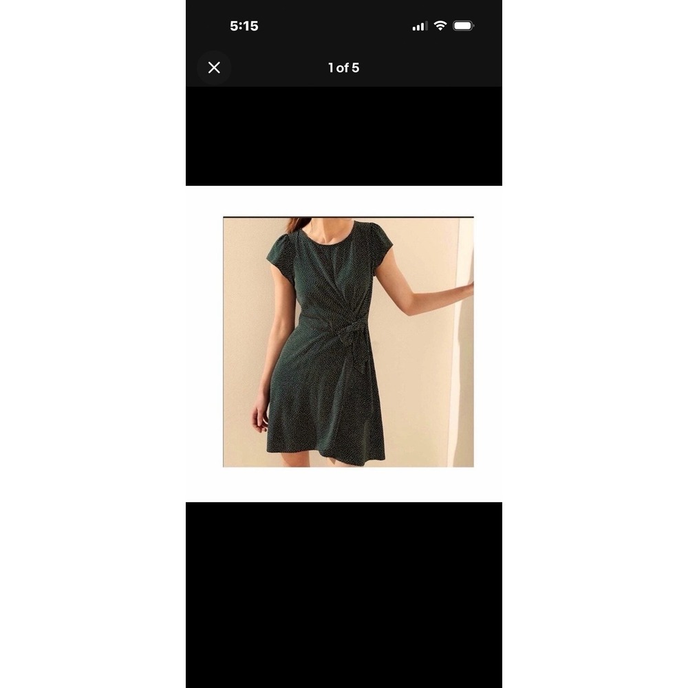 Ann Taylor Loft FairyCore Dark Green Polka Dot Mini Dress Size 10 Reg.